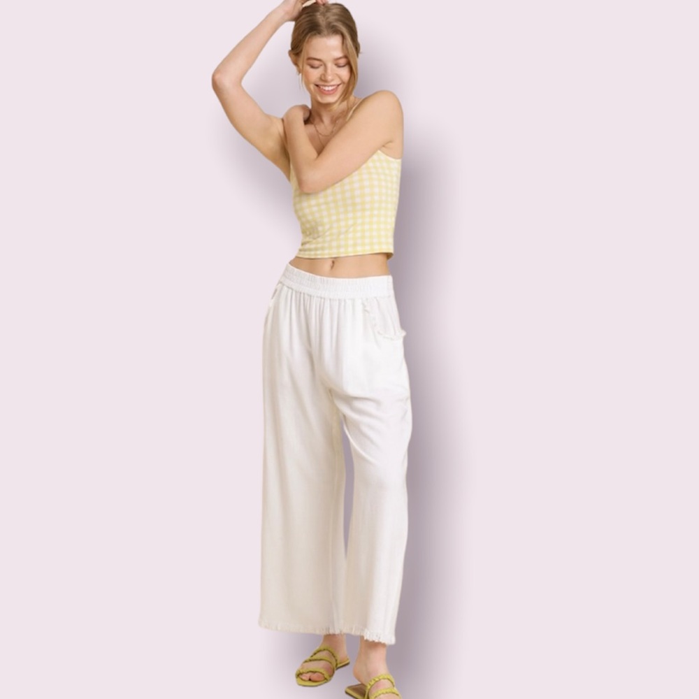 NWT White Umgee Linen Wide Leg Pant